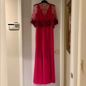 Size 4 Marchesa Notte Fuschia Gown with cape